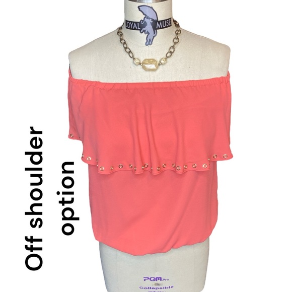 Michael Kors Coral Sleeveless with Wide Ruffle Studs/Rivets - Picture 6 of 9